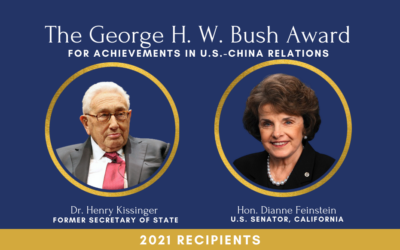 Secretary Henry Kissinger and Senator Dianne Feinstein Presented with 2021 George H. W. Bush Awards for Achievements in U.S.-China Relations